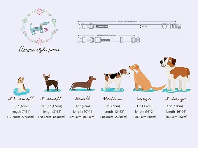 Unique style paws Dog Collar Metal Buckle Pink Rose Collar Flower Gift Durable Cute Collar for Small Medium Large Boys Girls Dogs