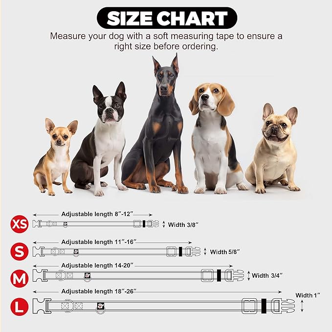 azuza Reflective Dog Collar,Soft Neoprene Padded Pet Collar with ID Tag Ring,Adjustable for Small Dogs,Hot Pink,S