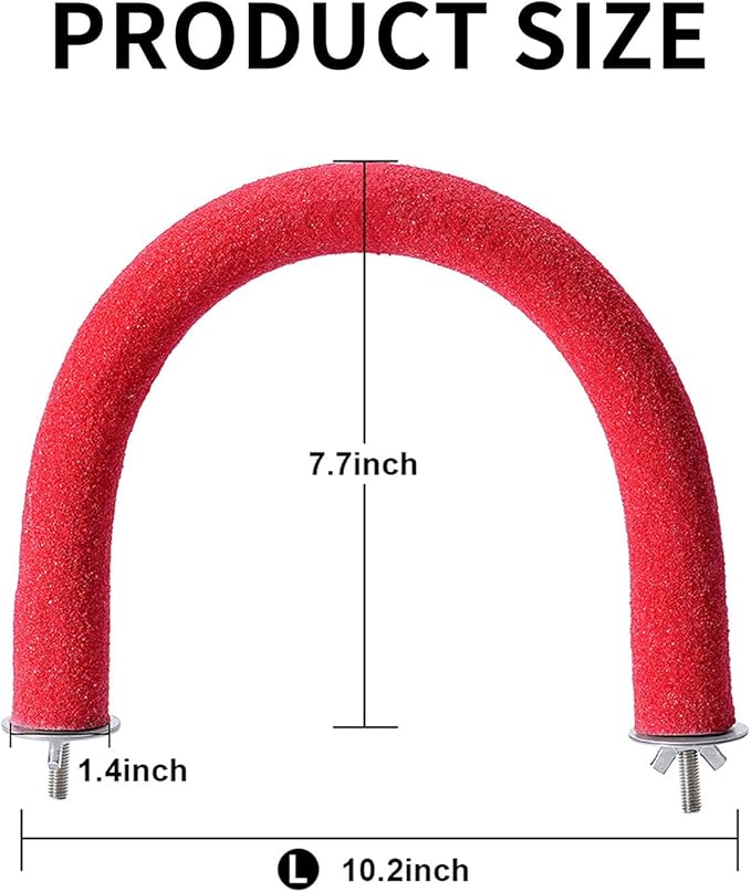 U Shape Parrot Perch Stand Toy Bird Platform Sand Paw Grinding Clean Stick Exercise Conure Budgie Cockatiel Cage Accessories (Red)
