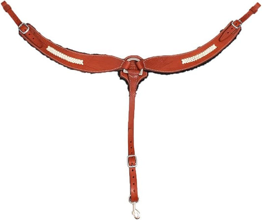 Western Horse Breast Collar - Hand-Tooled Leather Tack for Barrel Racing, Roping & Trail Riding - Durable Adjustable Fit - Rodeo & Show-Quality Equestrian Gear