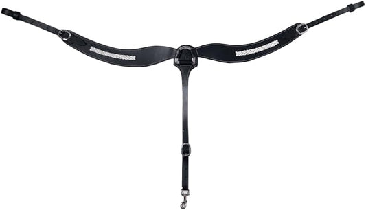 Western Horse Breast Collar - Hand-Tooled Leather Tack for Barrel Racing, Roping & Trail Riding - Durable Adjustable Fit - Rodeo & Show-Quality Equestrian Gear