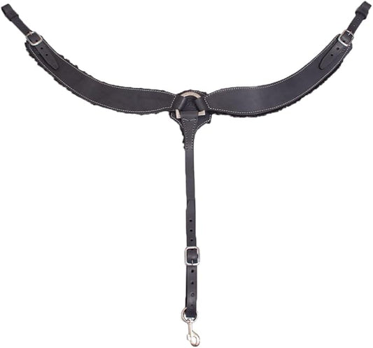 Western Horse Breast Collar - Hand-Tooled Leather Tack for Barrel Racing, Roping & Trail Riding - Durable Adjustable Fit - Rodeo & Show-Quality Equestrian Gear