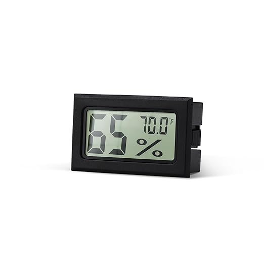 Mini Hygrometer Indoor Humidity Meter, Digital Humidity Gauge Indoor Thermometer (℉) for Home, Office, Reptile, Car, Greenhouse, Lab, Terrarium, Cellar, Humidors A02 Black