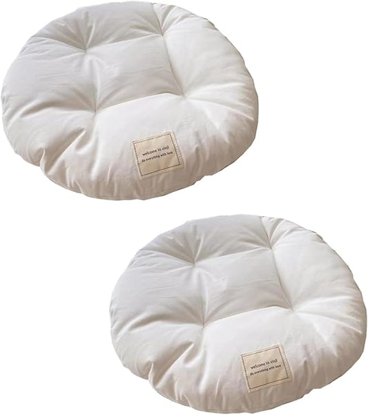 SHENGOCASE 2-Pack 16" Round Soft Cat Kneading Pillow Cushion Bed for Dog House Perch, Cushion Pad Padding (White)