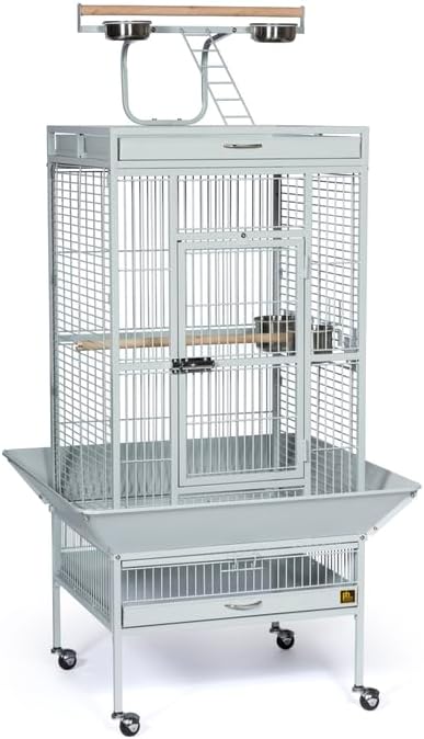 Suburban Sophistication Playtop Bird Home with Spacious Design, Durable Materials, Removable Perches Small/Pewter White