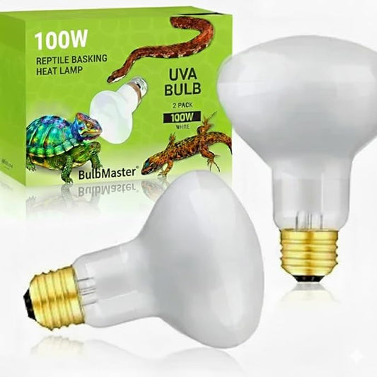 Reptile Heat Lamp Bulb 100 Watts UVA Basking Light for Reptiles and Amphibian, Basking Light for Bearded Dragon, UVA Reptile Light Bulb E26 Base 2 Pack