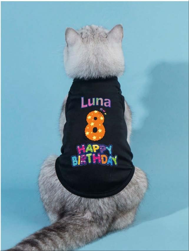 Custom Dog Birthday Shirt,Personalized Pet Apparel Print with Name Age Number,Pet Birthday Outfit,Lightweight Breathable Cotton Vest for Small Medium Large Dogs Cat (Pink, Medium)