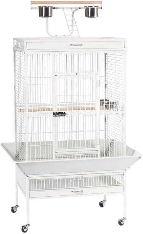 Suburban Sophistication Playtop Bird Home with Spacious Design, Durable Materials, Removable Perches Medium/Chalk White