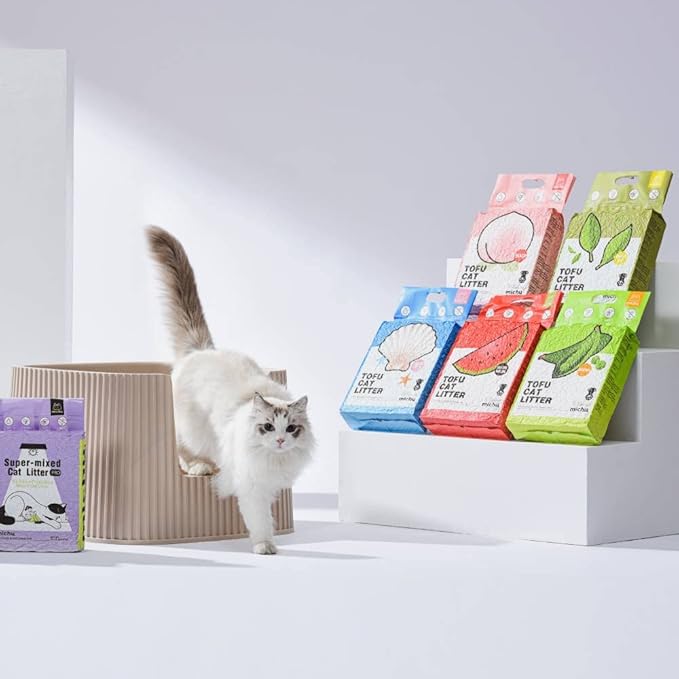 Tofu Cat Litter Natural Clumping Tofu Cat Litter, Fast Clumping and Easily Scoop-able 5.5lb/88oz 5 Scents - Greentea, 3 Pack