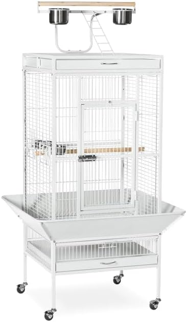 Suburban Sophistication Playtop Bird Home with Spacious Design, Durable Materials, Removable Perches Small/Chalk White