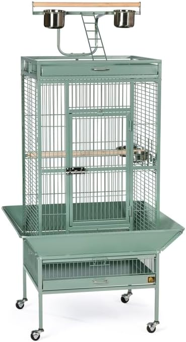 Suburban Sophistication Playtop Bird Home with Spacious Design, Durable Materials, Removable Perches Small/Sage Green