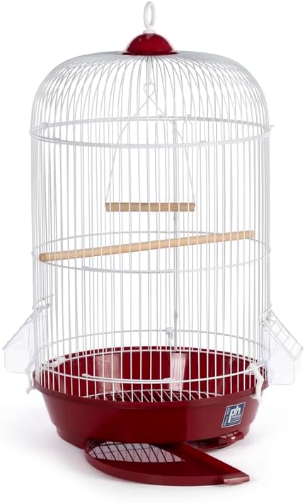 Elegant Escape Small Round Bird Cage with Graceful Design, Durable Metal Construction, Compact Size, and Comfortable Space Red