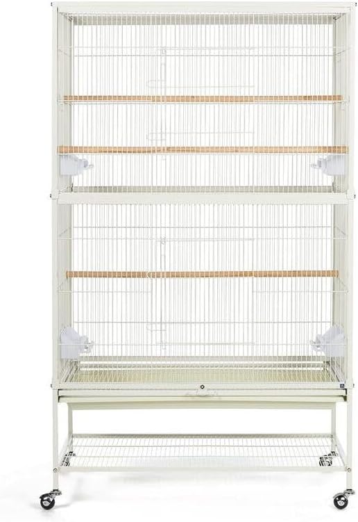 French Fabulous Iron Flight Cage with Elegant Ironwork, Spacious Interior, Durable Construction, and Ample Room for Birds to Fly, Play, Chalk White/53 H
