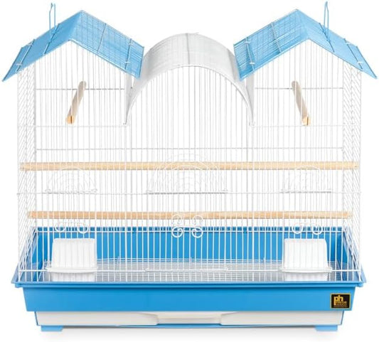 Renaissance Rhapsody Triple Roof Bird Cage with Elegant Multi-Tiered Design, Durable Construction, Spacious Interior Blue