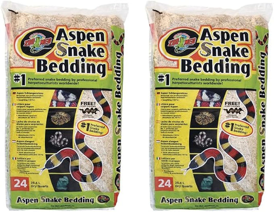 DBDPet (2 Pack) Aspen Snake Bedding - 24 Quart Bags - Perfect Bedding for Snakes - Includes Pro-Tip Guide