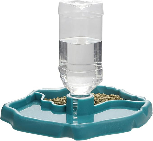 IBWell 2-in-1 Reptile Water Bowl Food Dish with Bottle Automatic Reptile Feeder for Turtle, Bearded Dragon, Lizard Gecko Water Bowl Food Dish