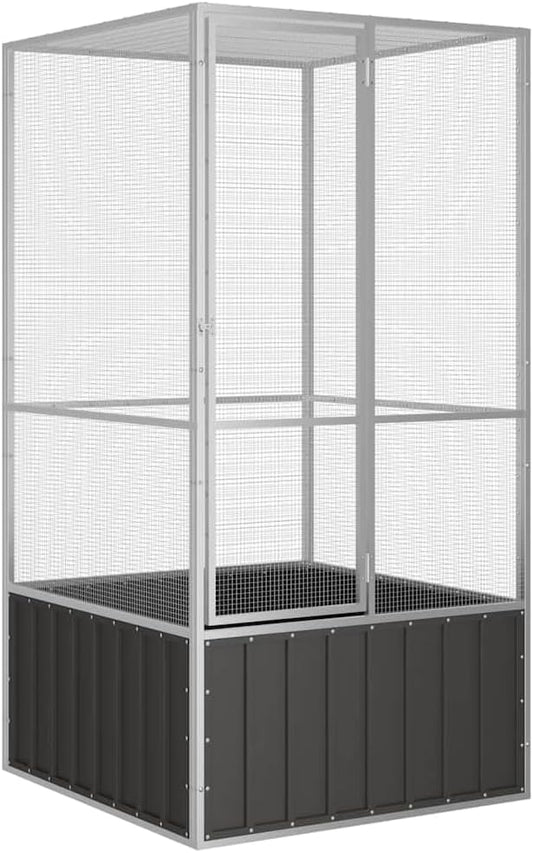 Metal Steel Large Bird Cage for Budgies, Pigeons, Galvanized Steel Birdcage Aviary House, 43.7"x42.1"x83.3", Anthracite,-568