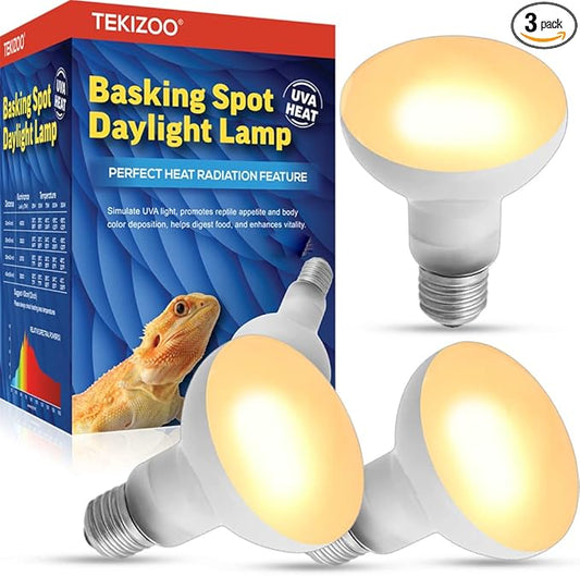 Reptile Heat Lamp UVA Basking Daylight Spot Bulb for Amphibian,Lizard,Tortoise,Bearded Dragon 75W(3 Pack)