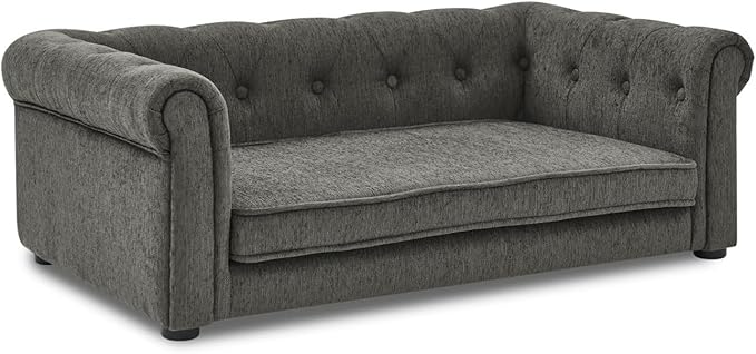 Dog Sofa Couch for Medium Dogs, 31" Memory Foam Dog Couch with Washable Fabric, Removable Cushion, Sofa Bed for Medium Dogs, Grey