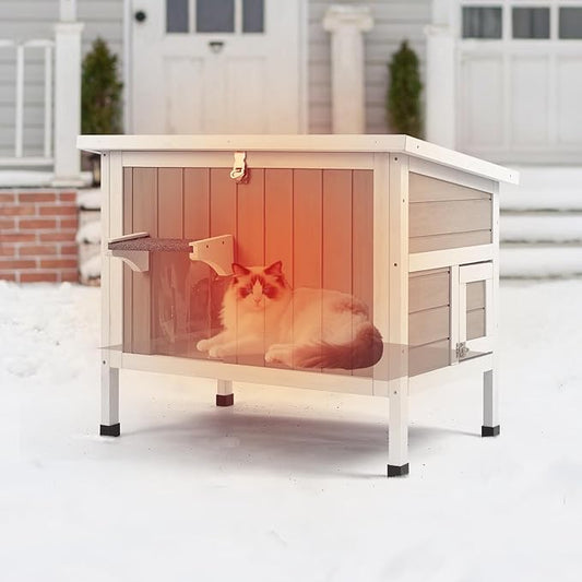 Insulated Outdoor Cat House,Wooden Cat House Weatherproof with All-Round Foam Insulation, 2 Doors, Feral Cats Shelter for Winter, 30.7''x21.6''x25.6''