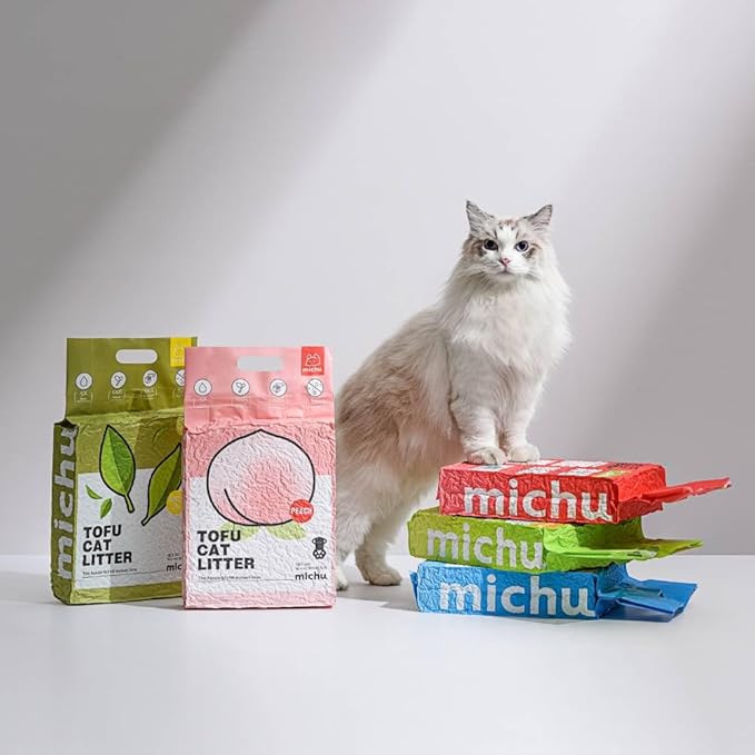 Tofu Cat Litter Natural Clumping Tofu Cat Litter, Fast Clumping and Easily Scoop-able 5.5lb/88oz 5 Scents - Ocean Fresh, 6 Pack