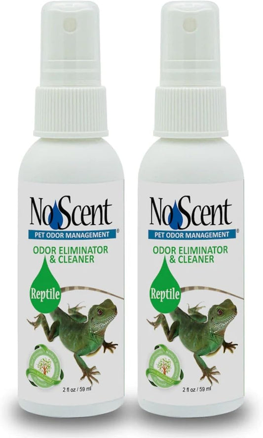 No Scent Reptile - Professional Pet Waste Odor Eliminator and Cleaner - Safe All Natural Probiotic & Enzyme Formula Smell Remover for Tanks Terrariums Enclosures and Substrates (2 oz x 2)
