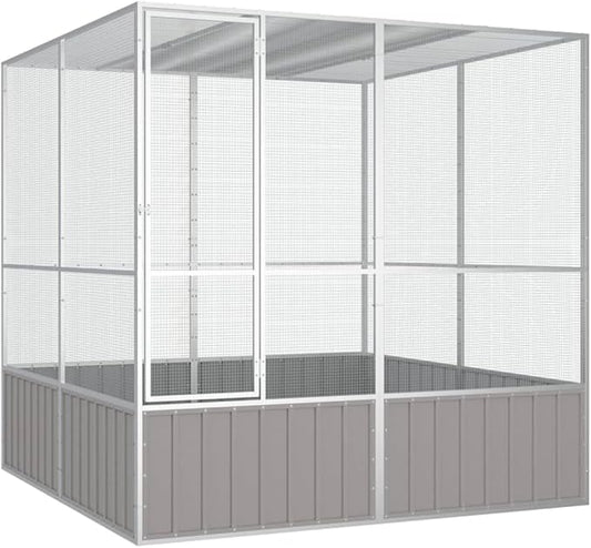 Large Flight King Bird Cage, Steel Bird Cage Flight Cage for Cockatiels African Parakeets Green Cheek Conures Pigeons Parrot, Gray 84.1"x85.6"x83.3",-971