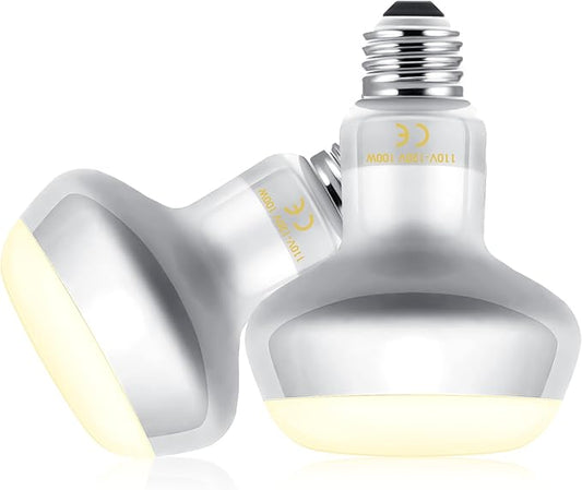 EvaStary Reptile Heat Lamp Bulb, 2-Pack 100W Simulate Natural Sunlight Heat Light Bulb for Reptiles, UVA Daylight Heat Lamp Bulbs for Reptiles, Bearded Dragon, Amphibians, Turtle, Lizard, Snake