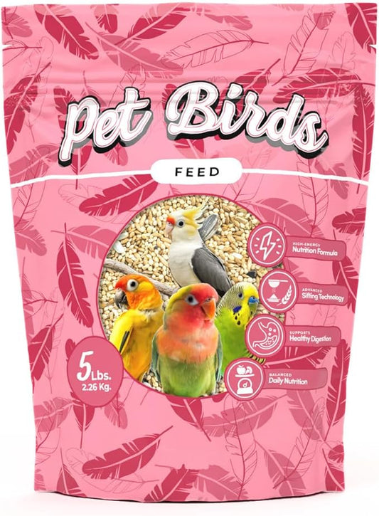 Mycelium Pet Bird Feed (5 LB Bag) | Organic Bird Food for Cockatiels, Lovebirds, Parakeets & Parrotlets | Supports Healthy Digestion & Energy | Non-GMO, Dust-Free Seed Blend | USA Made