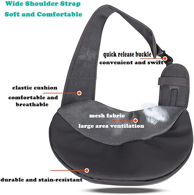 Love Dream Pet Dog Sling Carrier, Breathable Mesh Portable Travel Safe Pet Sling Shoulder Bag Carrier with Adjustable Non-Slip Shoulder Strap for Small Dogs Cats Puppy