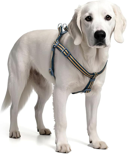 Stripe Step in Dog Harness for Small Dogs, Freedom Nylon Dog Halter Vests, Lightweight and Escape Proof Puppy Harness, Quick Fits for Small Medium and Large Dogs, Blue S