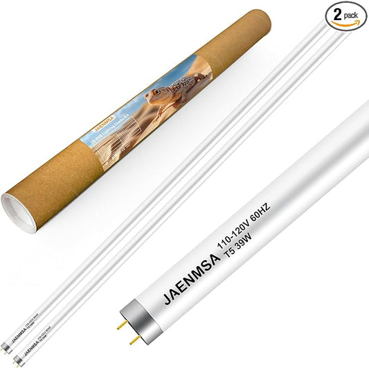 T5 10.0 UVB Light Blubs for Bearded Dragon,UVA UVB 10.0 T5 HO Reptile Ligh Bar Bulbs 39W 34 inch for Desert Lizards,Leopard Gecko,Tortoise,Reptile & Amphibian Replacement Lamp Bulb 2 Pack