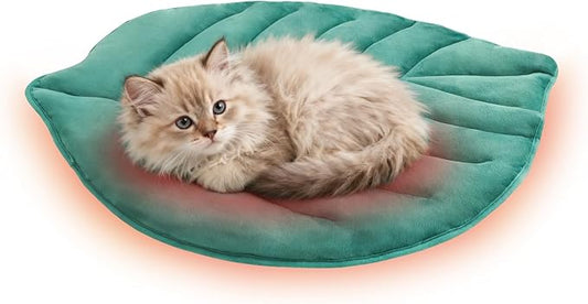 KOOLTAIL Upgrade Self Warming Cat Bed for Winter, Reversible Extra Cozy Pet Sleeping Blanket Pad for All Season, Thicken Self Heating Puppy Mats with Thermal Foil for Crate, Floor, Outdoor, Green Leaf