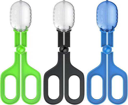 Pawfly 3 Pack Reptile Feeding Clamp, Bug Scooper, Plastic Reptile Poop Scoop, Terrarium Reptile Feeding and Cleaning Tools for Lizard Bearded Dragon Gecko Snake, 3 Colors