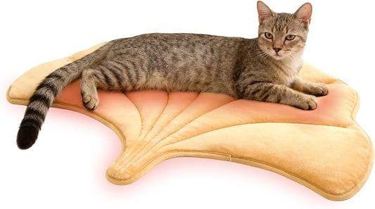KOOLTAIL Upgrade Self Warming Cat Bed for Winter, Reversible Extra Cozy Pet Sleeping Blanket Pad for All Season, Thicken Self Heating Puppy Mats with Thermal Foil for Crate, Floor, Outdoor, Gingko