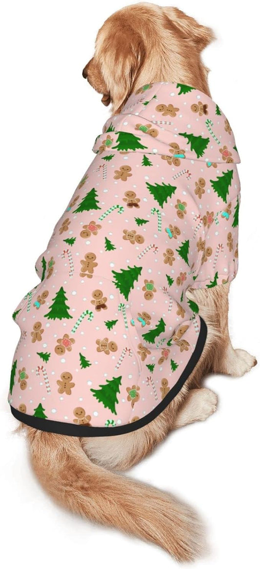 Christmas Gingerbread Men Hoodie,Christmas Cosplay Dog Clothes with Pocket and Hat Winter Clothes Sweaters X-Large