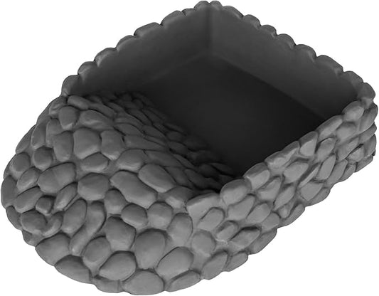 Reptile Water Dish Large Bearded Dragon Food Bowl, Rock Corner Water Dish for Reptiles Snake Water Bowl Feeding for Leopard Gecko Tortoise Lizard Tank Accessories, Terrarium Reptile Pool with Ramp