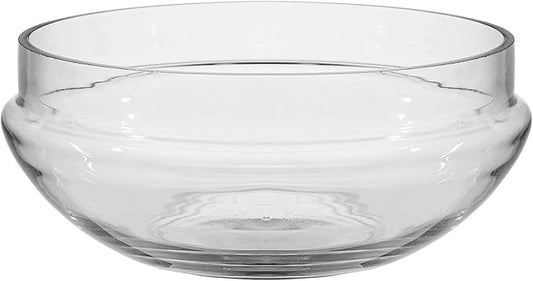 Glass Serving Bowl, 10 Inch Round Clear Crystal Display Bowl for Fruit, Salad, Decorative Centerpiece (9.8"x4.8")