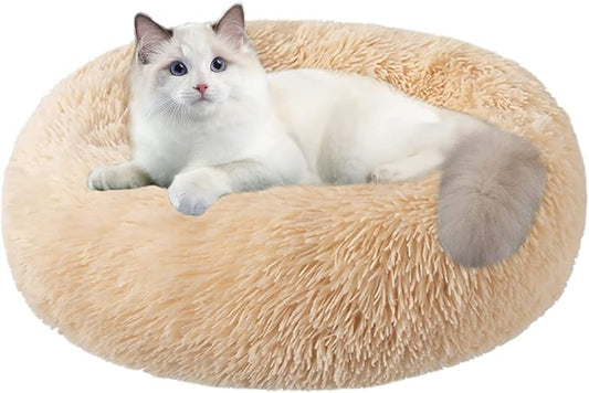 Nisrada Cat Beds for Indoor Cats,20 Inch Dog Bed for Small Melium Large Dogs, Washable-Round Pet Bed for Puppy and Kitten with Slip-Resistant Bottom