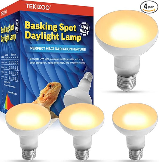 Reptile Heat Lamp Basking Spot Bulb UVA Daylight Light for Amphibian,Lizard,Tortoise,Bearded Dragon 100W(4 Pack)
