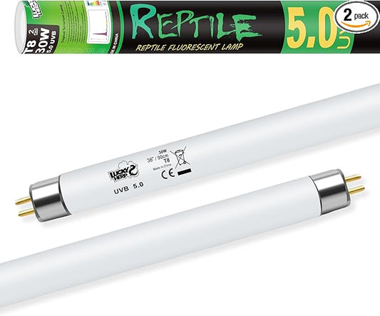 LUCKY HERP T8 30W UVB 5.0 Reptile Light, UVA UVB Reptile Light Bulb 2 Pack, Fluorescent Lamp for Reptiles Amphibians Lizards Chameleons