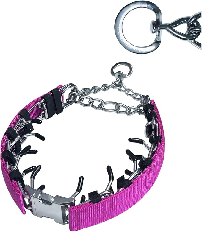 Prong Training Collar for Dogs, Rotating Ring Welding, Adjustable Dog Training Pinch Collar with Quick Release Buckle, for Small Medium Large Dogs