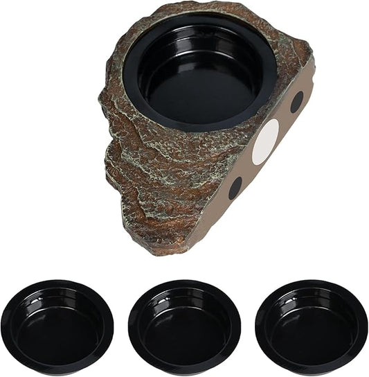 OIIBO Magnetic Gecko Feeding Ledge, Reptile Food Dish with 3PCS Feeding Cups Crested Gecko Feeder Ledge Water Bowl for Lizard Chameleon Bearded Dragon Tank Accessories