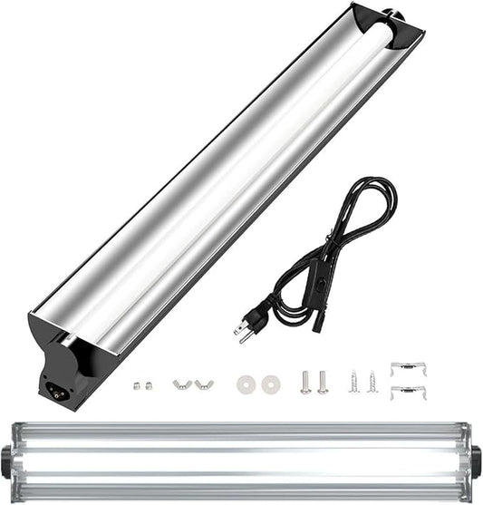 24W T5 UVB Reptile Light Fixture Combo Kit – 10.0 UVB Fluorescent Tube for Bearded Dragons, Lizards & Tortoises – UVA UVB Reptile Light, 22" Terrarium Hood (UVB 10.0-Desert, 22INCH-24W)