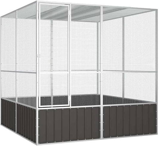 Metal Steel Large Bird Cage for Budgies, Pigeons, Galvanized Steel Birdcage Aviary House, 84.1"x85.6"x83.3", Anthracite,-670