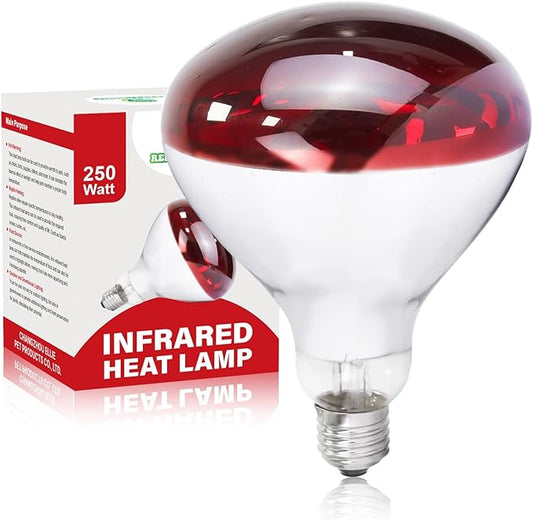 250W Infrared Heat Lamp for Chicken, Red Heat Light Bulb R125 1 Pack, Heat Lamp Bulb for Chick Croop, Reptiles, Pets, Food