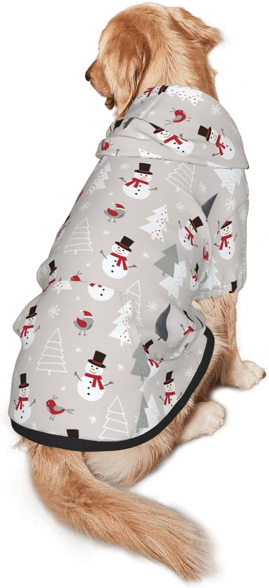 Christmas Gray Snowman Hoodie,Christmas Cosplay Dog Clothes with Pocket and Hat Winter Clothes Sweaters Large