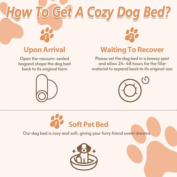 JOLLYVOGUE Calming Dog & Cat Bed for Small Dogs, Anti-Anxiety Donut Cuddler Cozy Soft Round Bed with Anti-Slip Bottom, Fluffy Faux Fur Plush Cushion Beds for Small Medium Dogs (27")