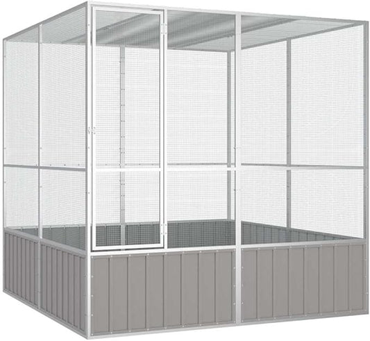 Metal Steel Large Bird Cage for Budgies, Pigeons, Galvanized Steel Birdcage Aviary House, 84.1"x85.6"x83.3", Gray,-572