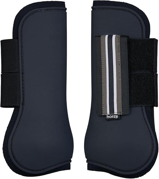 HORZE Adepto Open Front Tendon Boots | Durable Shell with Neoprene Lining - Dark Navy - Cob